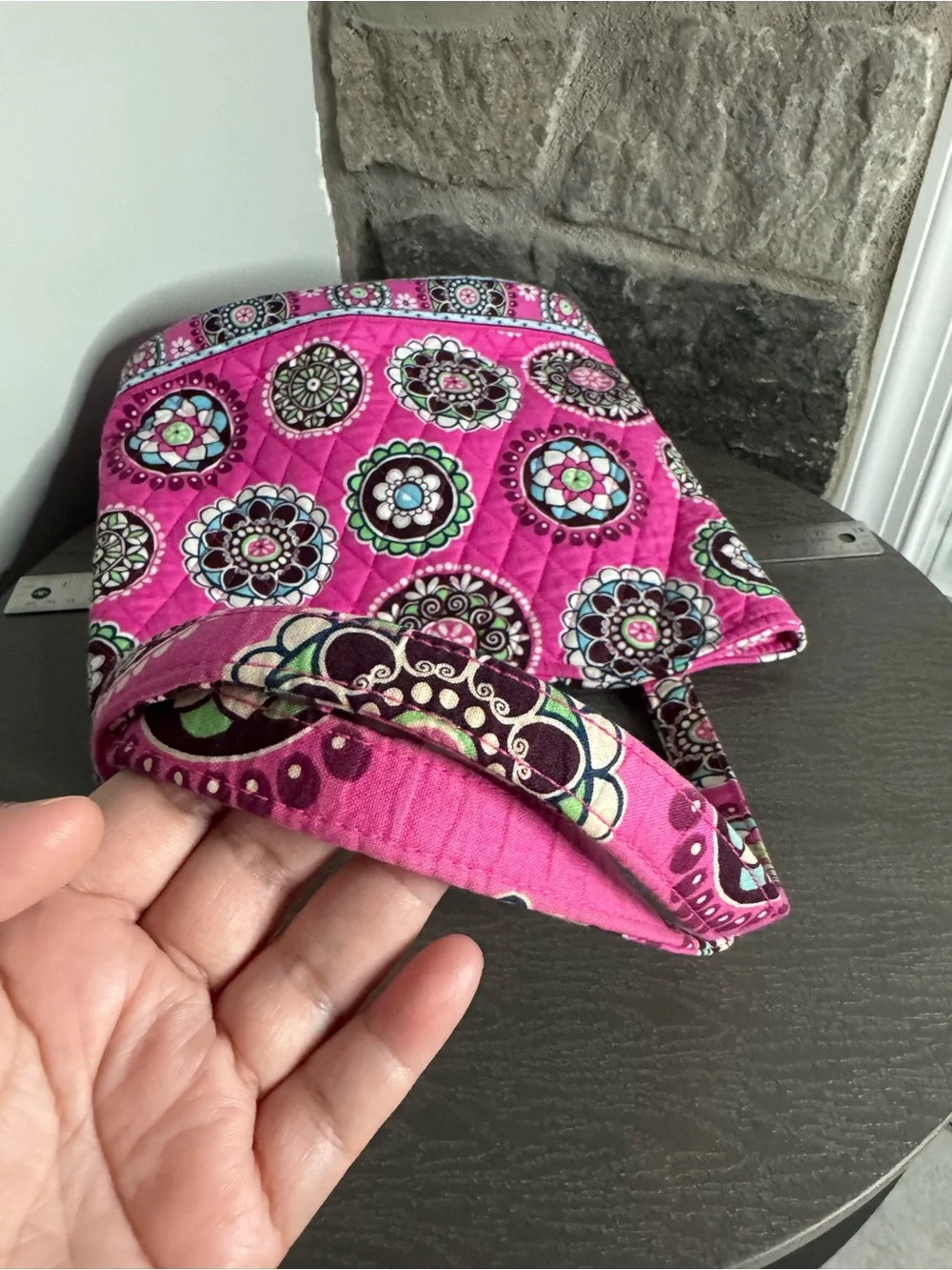 Vera Bradley Hot Pink Quilted Tote with Multicolor Medallions
